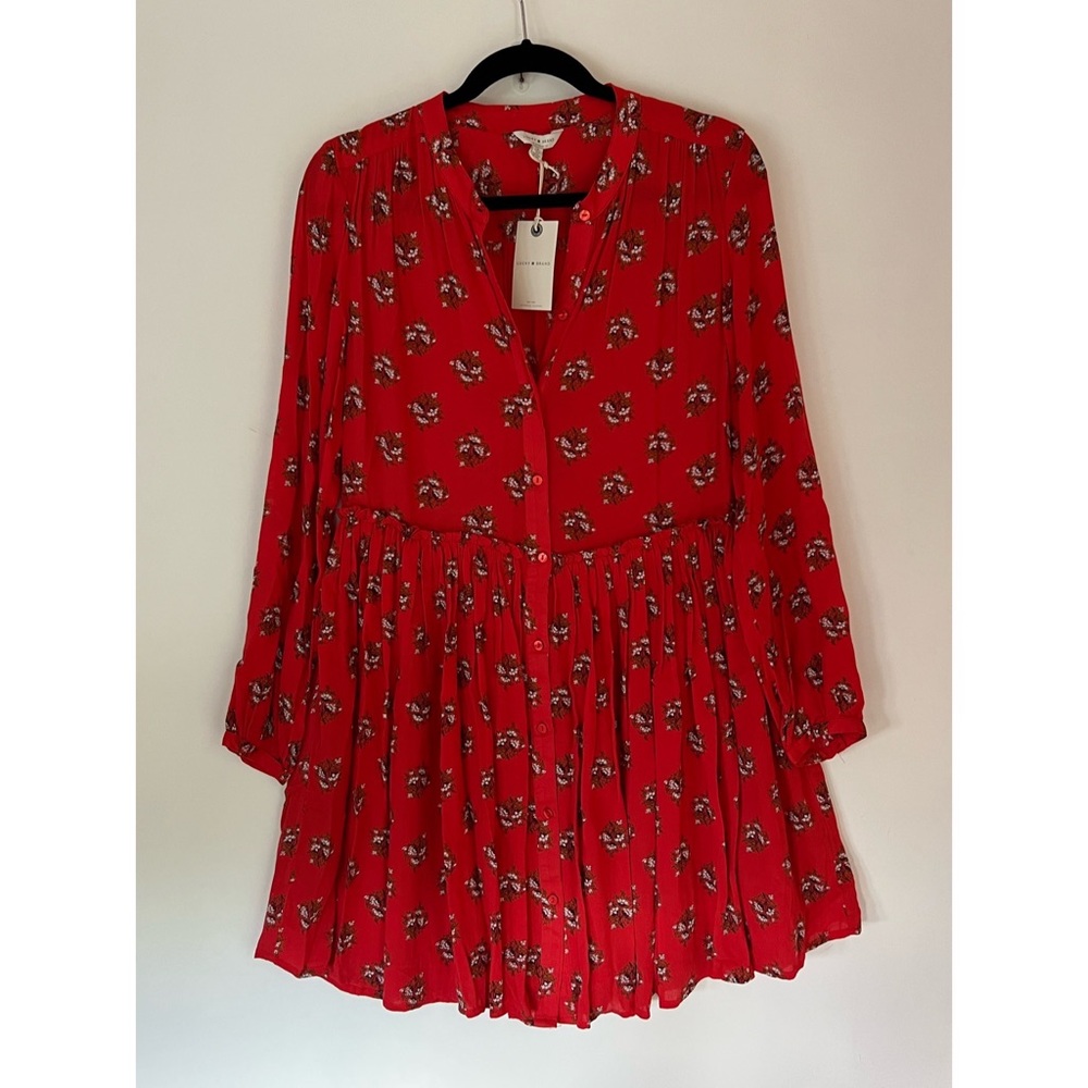 NWT Lucky Brand Red Floral Mini Dress - Size Medium